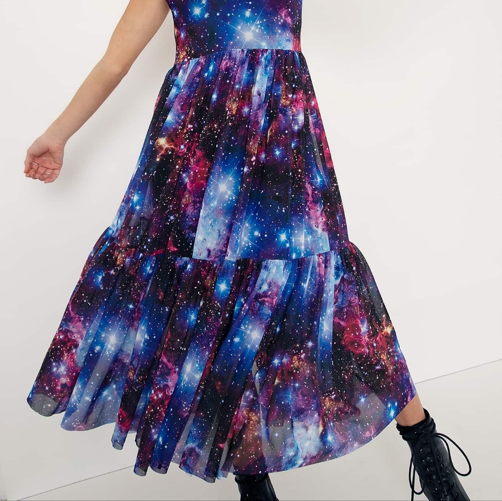 Blackmilk Galaxy Amethyst Sheer Midaxi Dress